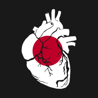 Anatomical heart design, Japanese flag T-Shirt