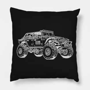 Wrangler Truck Wireframe White Pillow