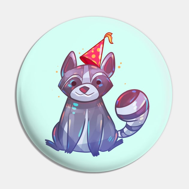 Party Animal Raccoon Pin by Claire Lin