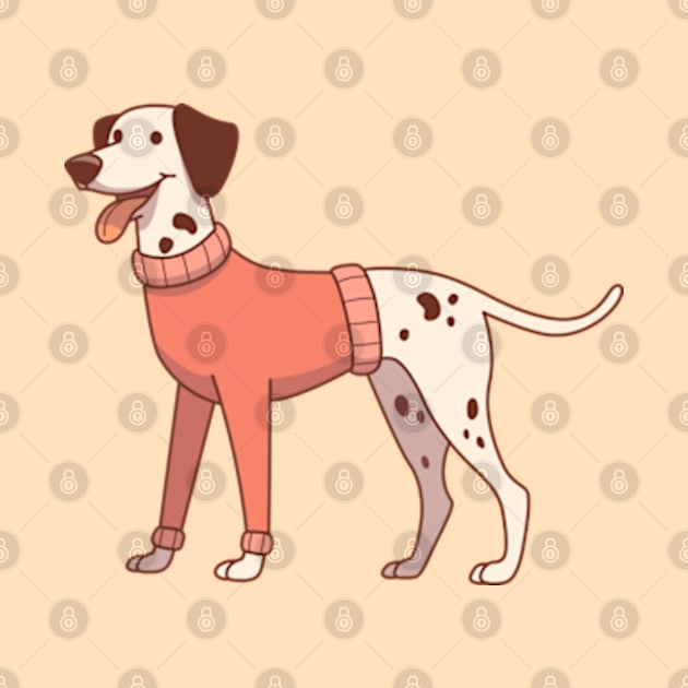 Dalmatian dog wearing a red sweater by Vaigerika