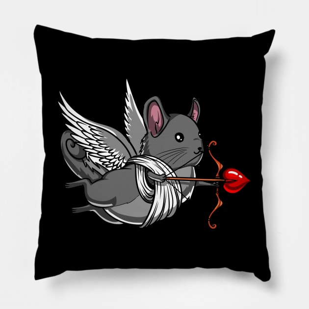 Chinchilla Mouse Pet Cute Valentines Day Pillow by underheaven