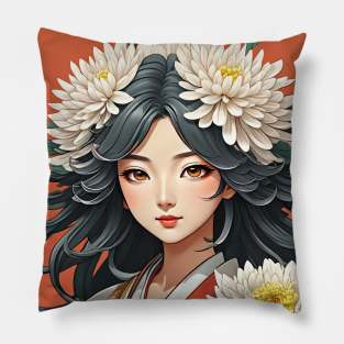 Floral chrysanthemum woman Pillow