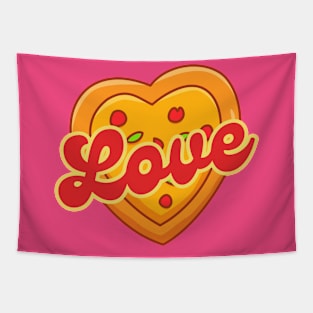 Love Pizza Heart Retro Valentine Tapestry