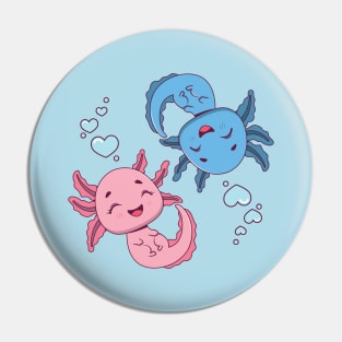 Cute axolotl couple in love Pin