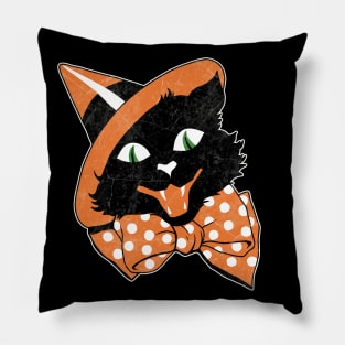 Vintage Halloween Black Cat Pillow