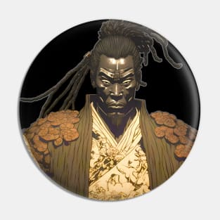 Yasuke the Black Samurai in Feudal Japan (1579) No. 1 on a Dark Background Pin