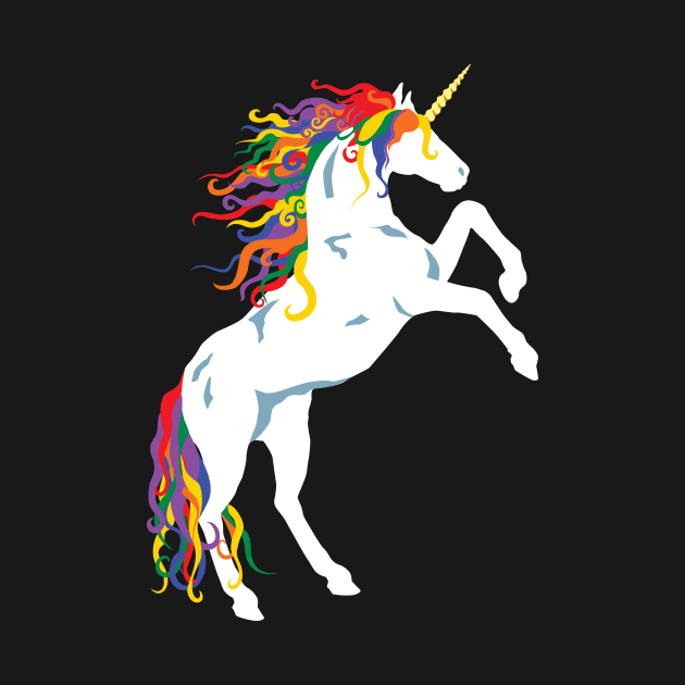 Rainbow Maned White Unicorn by PeregrinusCreative