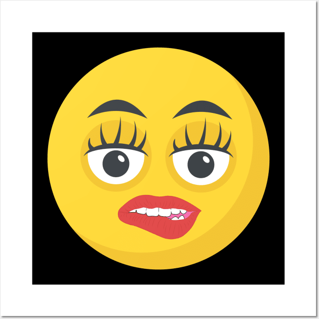 Lip Bite Emoji | Framed Art Print