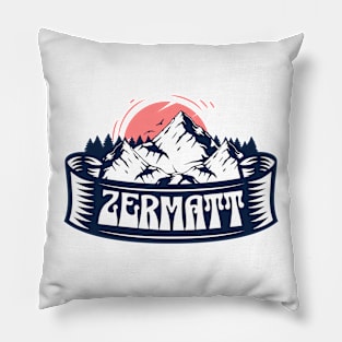 Zermatt Swiss Mountain Sunset Pillow