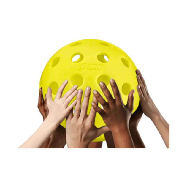 Pickleball Hands Raising ball earth globe by Battlefoxx Living Earth