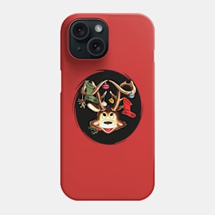 Smiling Reindeer Decorated With Christmas Stockings Phone Case