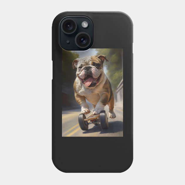 English Bulldog Skateboard Card Phone Case by candiscamera