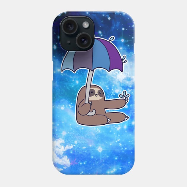 Sloth Umbrella Night Sky Phone Case by saradaboru