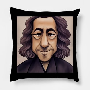 Baruch Spinoza Portrait | Cartoon style Pillow