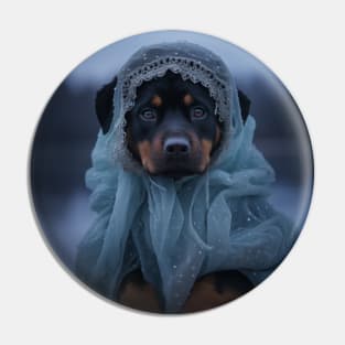 Rottweiler In Winter Pin