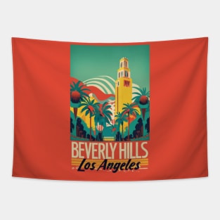 A Vintage Travel Art of Beverly Hills - Los Angeles - California - US Tapestry