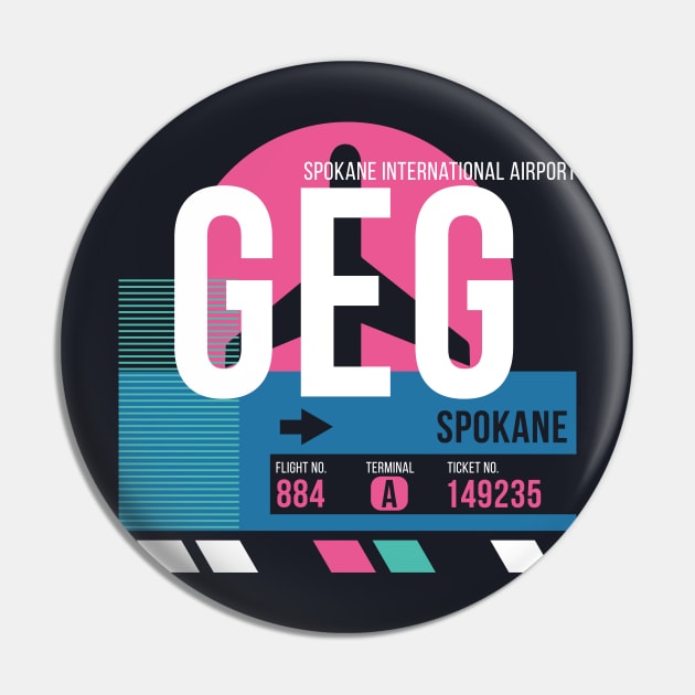 Spokane (GEG) Airport // Sunset Baggage Tag Pin by Now Boarding