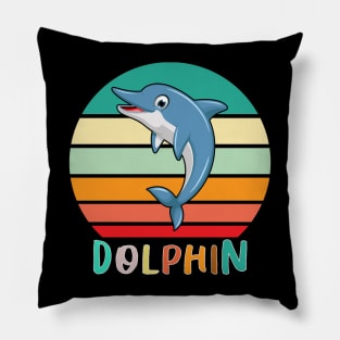 Vintage Retro Dolphin Pillow