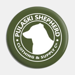 Pulaski Shepherd Clothing & Supply Co. in White on Olive Pin