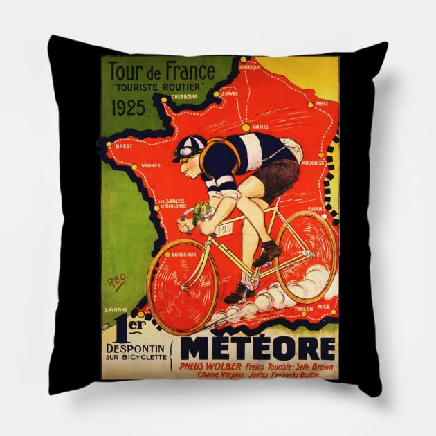 Vintage French bicycle race advertisement Pillow by LittleBean