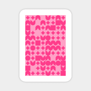 Girly Pinkish Geometric Pattern - Flowers & Stars #9 Magnet
