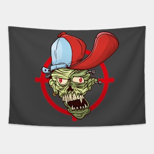 monstrous head with a red cap Tapestry