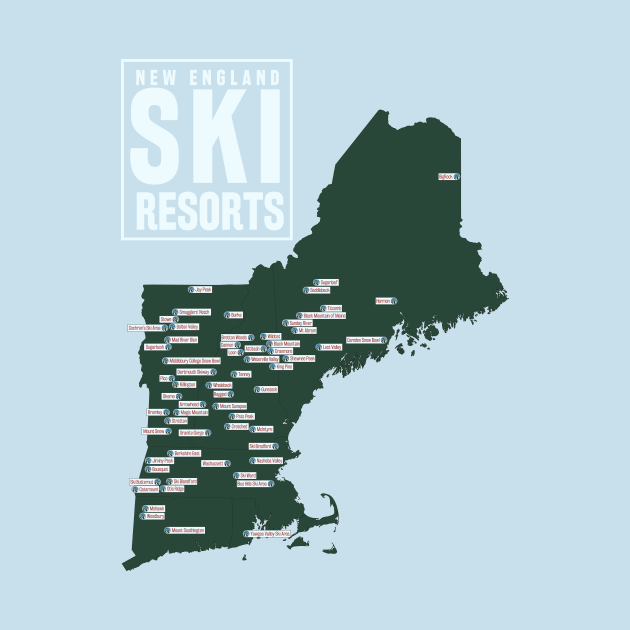 Map of the Ski Resorts of New England by ChasingGnarnia