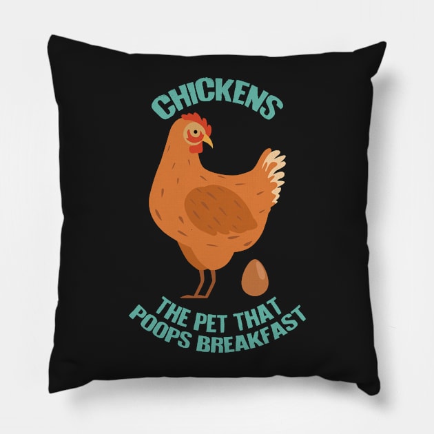 Chickens: The Pet That Poops Breakfast Pillow by Psitta