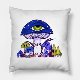 Toadstool and friends at night Pillow