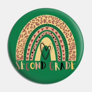 Second Grade Leopard Pint Rainbow Pin