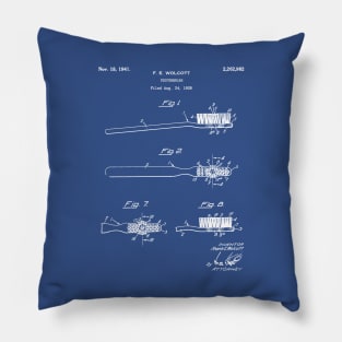 Toothbrush Patent - Bathroom Art - Blueprint Pillow