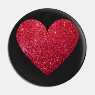 Traditional Red Faux Glitter Heart Pin