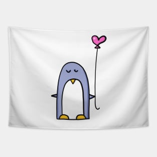 Penguin with heart balloon Tapestry