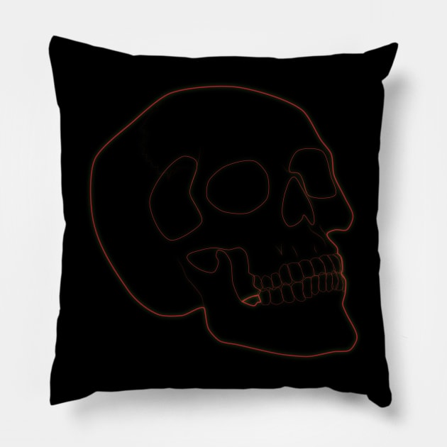 Neon Skull Red Pillow by Karlie Designs