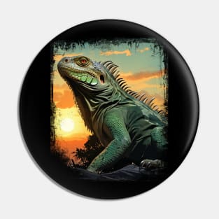 Iguana Sunset for Iguana Lover Pin