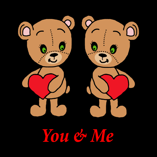 You & Me! Cute baby bears with hearts by MarionsArt