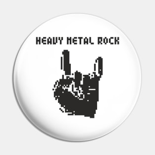 Heavy Metal Rock pixel art (black print) Pin