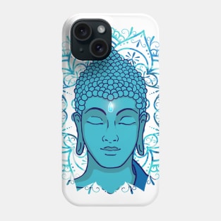 Blue Face of Buddha Mandala Phone Case