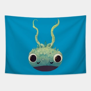 Green Cute Sea Monster Tapestry