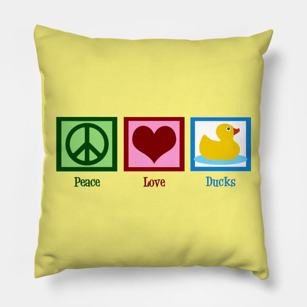 Peace Love Ducks Pillow by epiclovedesigns