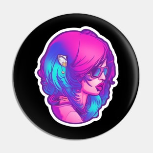 Cyberpunk retro female Pin