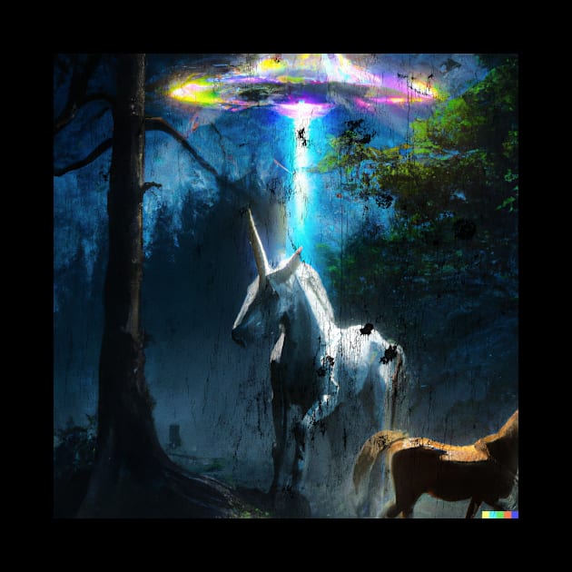 UFO abducting unicorn by Tee-Short