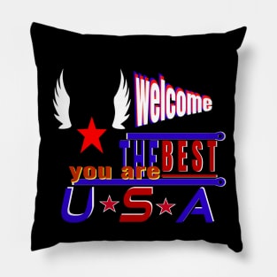 You are the best welcome in the USA-White wings design Pillow
