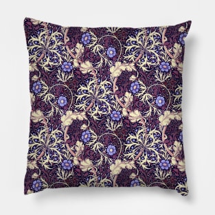 John Henry Dearle Seaweed Pattern in Blue and Magenta Pillow