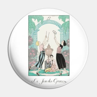 Vintage French Fashion Illustration - Le jeu de graces Pin