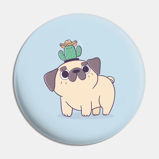 Pug with a Cactus Hat Pin by TaylorRoss1