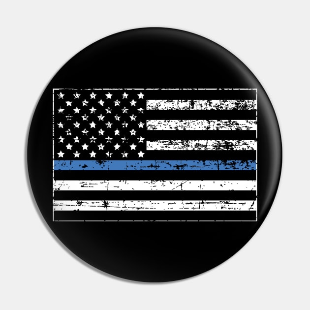 Thin Blue Line Distressed American Flag Pin by YouthfulGeezer