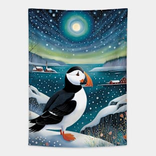 Puffin in Winter Tapestry