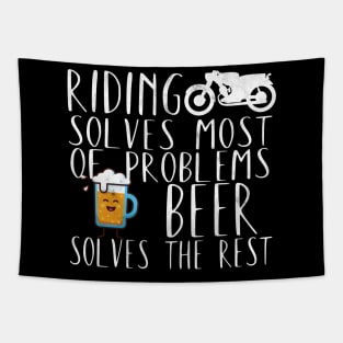 Motorcycle riding problems beer Tapestry