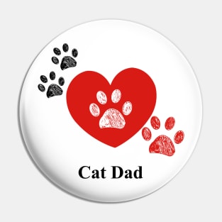 Cat Dad text with heart Pin